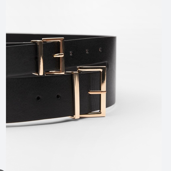 DOUBLE BUCKLE LEATHER SASH BELT 100% Leather Zara | - Picture 2 of 2